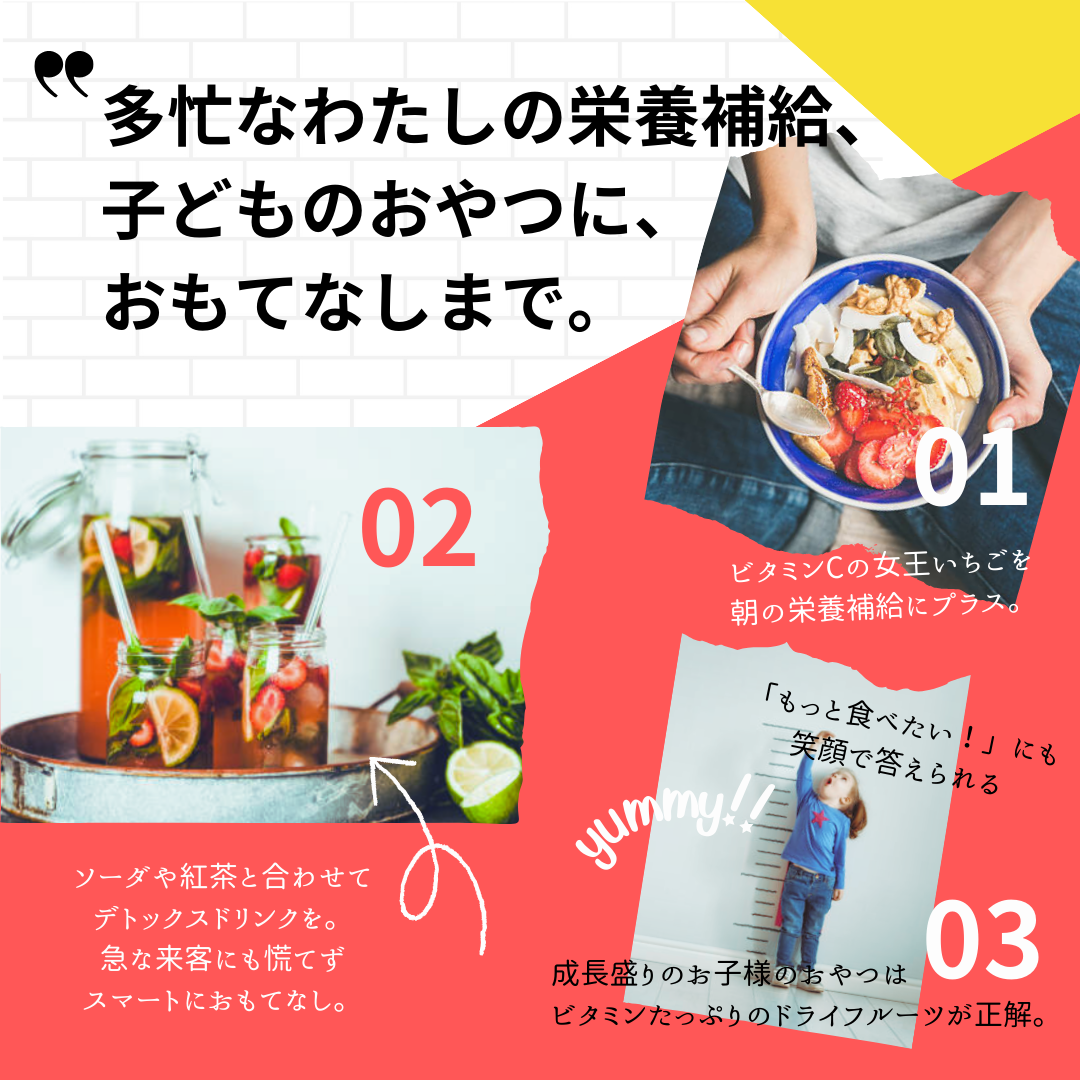 至高の国産ドライフルーツ「いちご」3袋セット